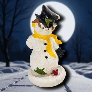 Vintage Hand Painted Ceramic Snowman Figurine Textured “Snow” Finish 12" Holiday
